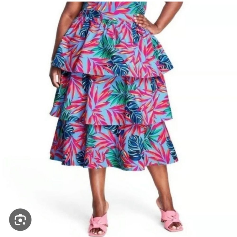 Tabitha Brown x Target Floral Tiered Midi Skirt Size Large‎